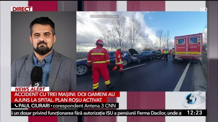 Zece persoane implicate intr-un grav accident cu trei masini pe DN 2, in Suceava